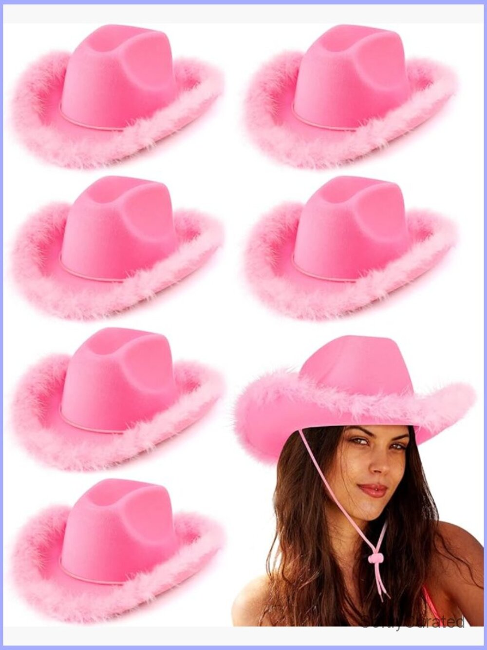 Cowgirl Hat Boa Feather Trim Felt Cowboy Hat for Women Costume Party